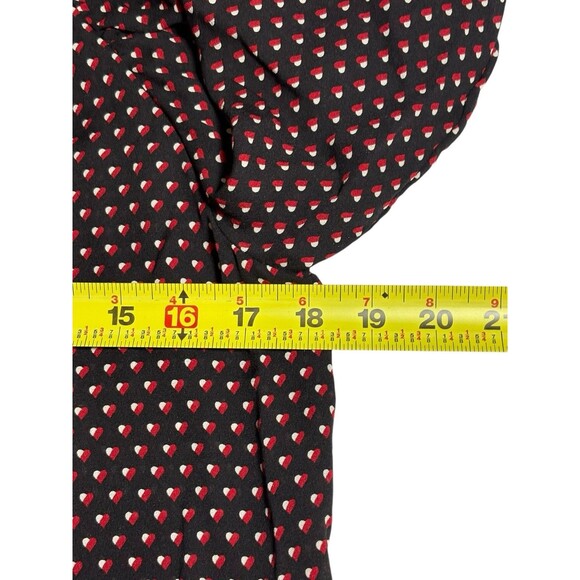 FRAME Grace Silk Noir Blouse Black Red White Hearts Ruffle Button Up Women’s M - Picture 11 of 13